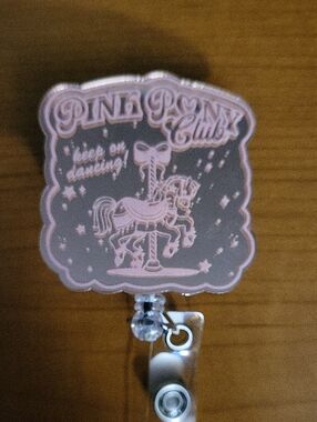 Chappell Roan Pink Pony Club Carousel Badge Reel -  Pink Mirror Kepp Dancing